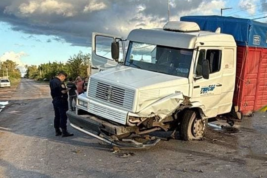 El cami&oacute;n involucrado en el siniestro vial.