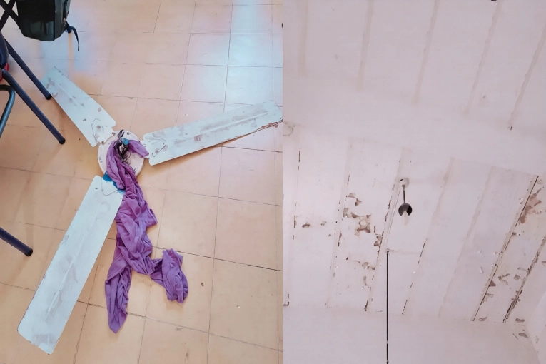 Un ventilador de techo se desprendi&oacute; y cay&oacute; en plena clase